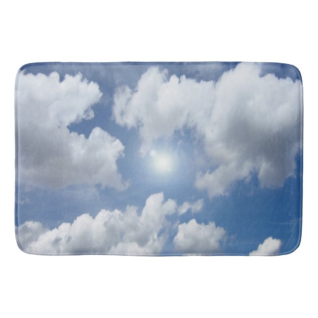 Blue Heaven Clouds + Ihr Text und Ihre Ideen Badematte (Vorderseite)