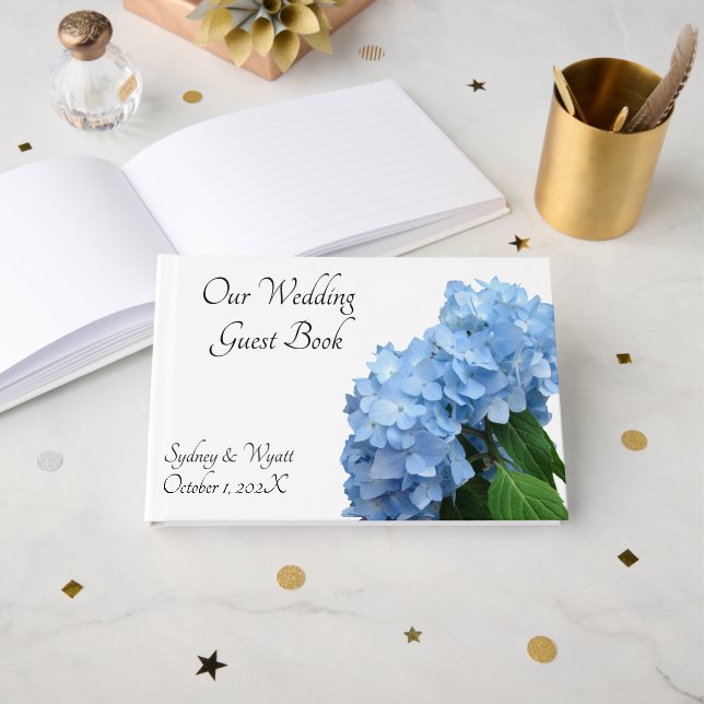 Blue Heaven Custom Wedding Guest Book Gästebuch (Vorderseite Offen)