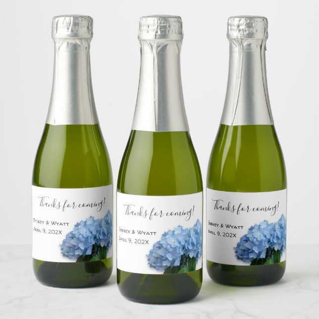 Blue Heaven Floral Custom Wedding Mini Labels (Flaschen)