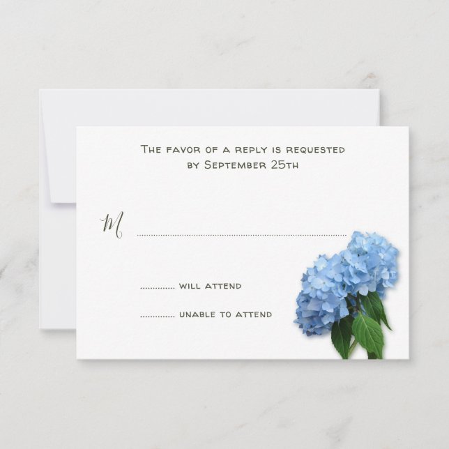 Blue Heaven Floral Wedding RSVP Karten (Vorderseite)