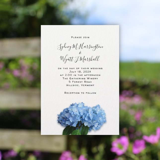 Blue Heaven Hydrangea Wedding Simple Lässig Einladung (Von Creator hochgeladen)