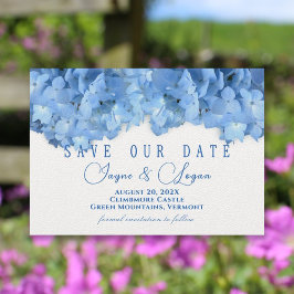Blue Heaven Modern Floral Save the Date Card