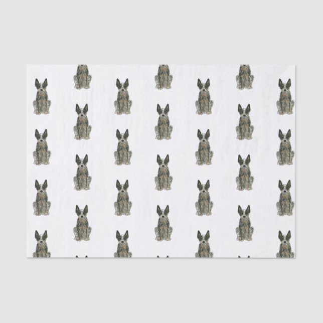 Blue Heeler ACD Cattle Dog Art Watercolor Pet Seidenpapier (Vorderseite)