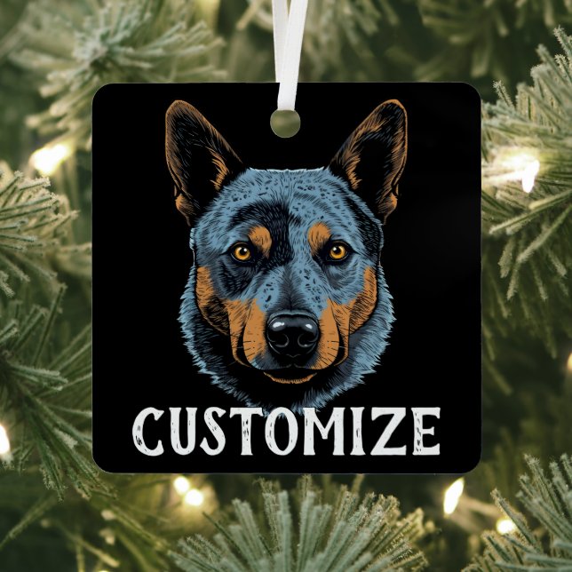 Blue Heeler Australian Cattle Dog Individuelle Nam Ornament Aus Metall (InSitu)