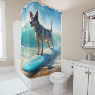 Blue Heeler Beach Surfanstrich Duschvorhang