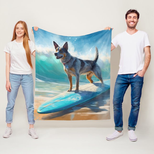 Blue Heeler Beach Surfanstrich Fleecedecke (Beispiel)