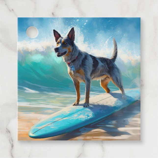 Blue Heeler Beach Surfanstrich Geschenkanhänger (Vorderseite)