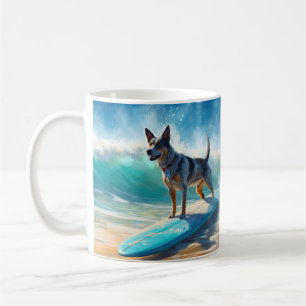 Blue Heeler Beach Surfanstrich Kaffeetasse