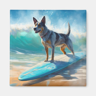 Blue Heeler Beach Surfanstrich Magnet