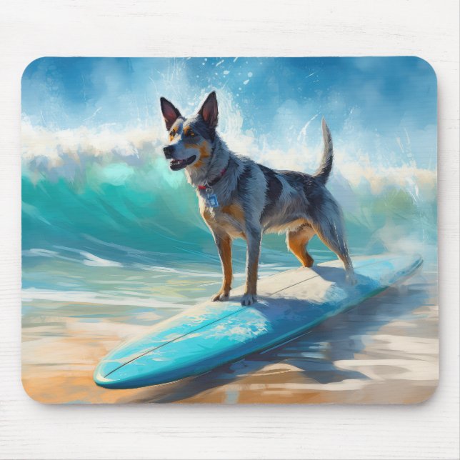 Blue Heeler Beach Surfanstrich Mousepad (Vorne)