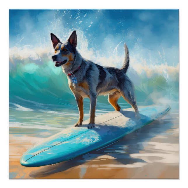 Blue Heeler Beach Surfanstrich Poster (Vorderseite)