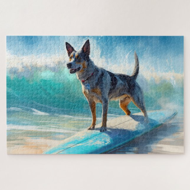 Blue Heeler Beach Surfanstrich Puzzle (Horizontal)