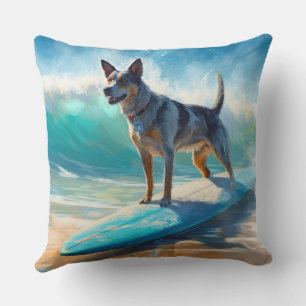 Blue Heeler Beach Surfen Malerei Kissen