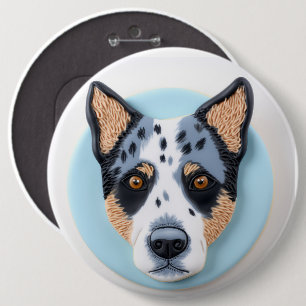 Blue Heeler Dog 3D Inspiriert Button