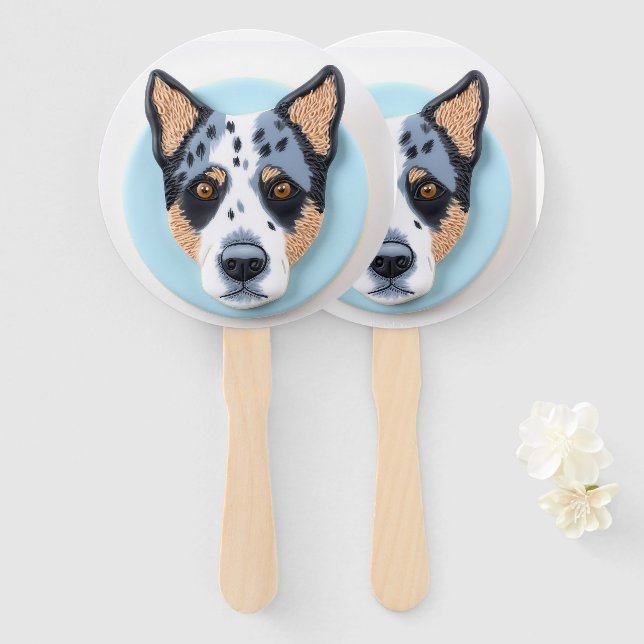 Blue Heeler Dog 3D Inspiriert Fächer (Vorne und Hinten)
