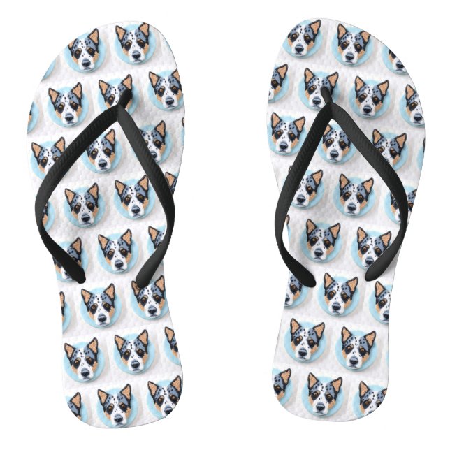 Blue Heeler Dog 3D Inspiriert Flip Flops (Fußbett)
