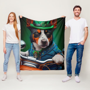 Blue Heeler Dog Fahrrad St. Patrick's Day Fleecedecke