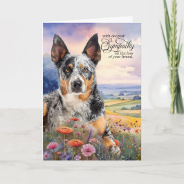 Blue Heeler Dog Field of Wildblumen Pet Beileid Karte