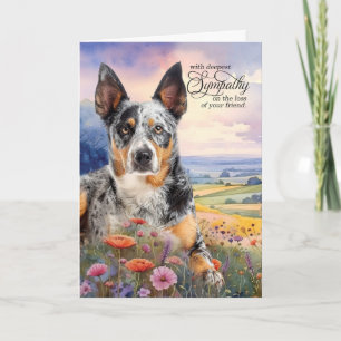 Blue Heeler Dog Field of Wildblumen Pet Beileid Karte