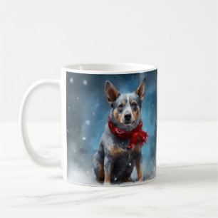 Blue Heeler Dog in Schnee Weihnachten Kaffeetasse