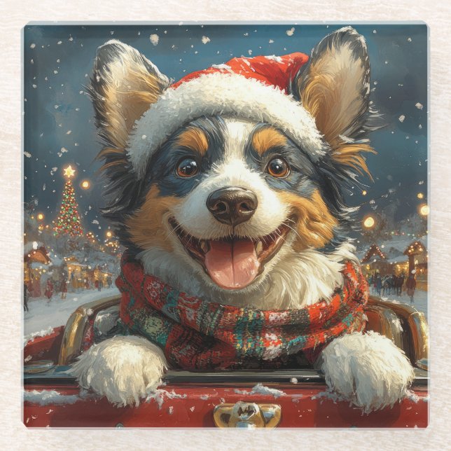 Blue Heeler Dog Roller Untersetzer Weihnachten (Vorderseite)