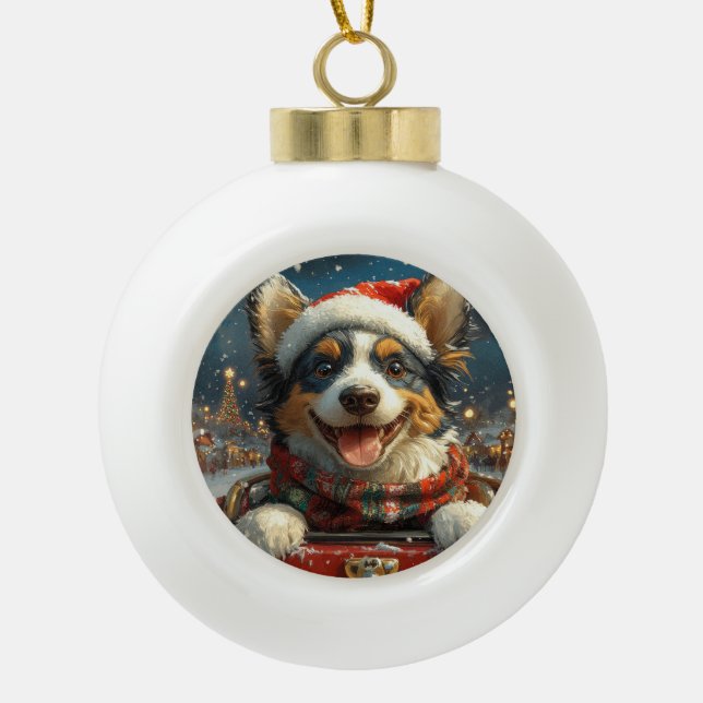 Blue Heeler Dog Roller Untersetzer Weihnachten Keramik Kugel-Ornament (Vorderseite)