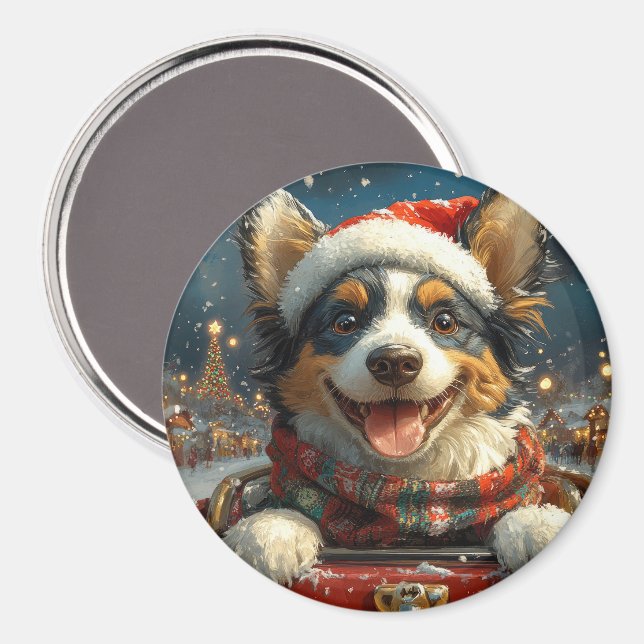 Blue Heeler Dog Roller Untersetzer Weihnachten Magnet (Vorderseite/Rückseite)