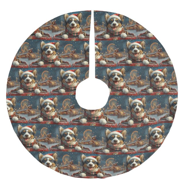 Blue Heeler Dog Roller Untersetzer Weihnachten Polyester Weihnachtsbaumdecke (Vorderseite)