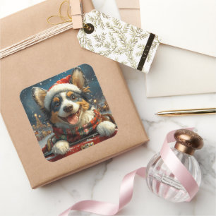 Blue Heeler Dog Roller Untersetzer Weihnachten Quadratischer Aufkleber