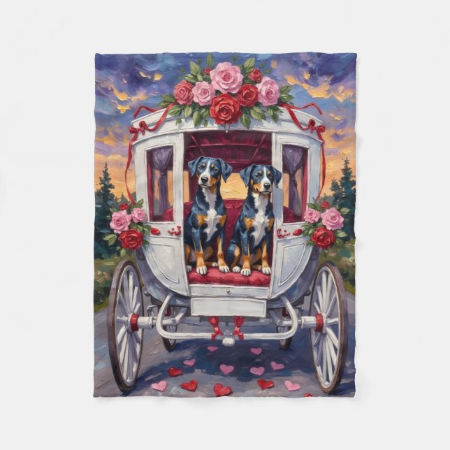 Blue Heeler Dog Valentine's Day Fleecedecke (Vorderseite)