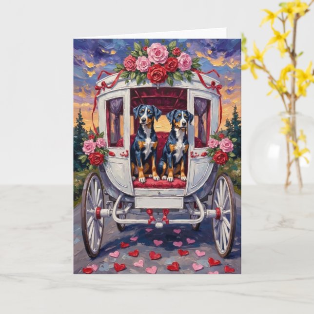 Blue Heeler Dog Valentine's Day Karte (Gelbe Blume)