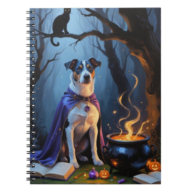 Blue Heeler Dog Whimsical Halloween Malerei Notizblock (Vorderseite)