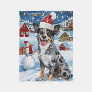 Blue Heeler Dog Winter Wunderland Weihnachtsfreude Fleecedecke