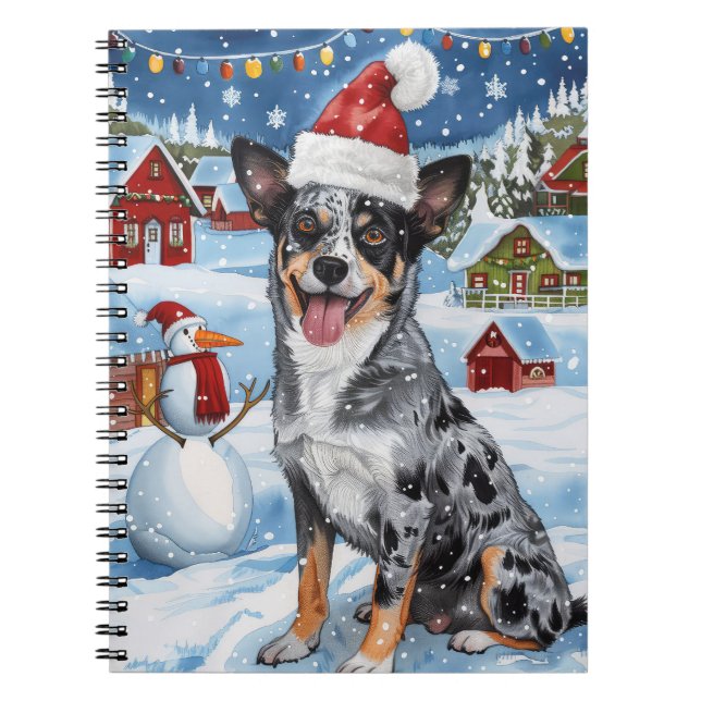 Blue Heeler Dog Winter Wunderland Weihnachtsfreude Notizblock (Vorderseite)
