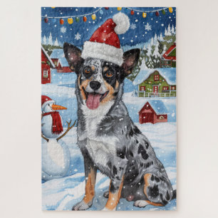 Blue Heeler Dog Winter Wunderland Weihnachtsfreude Puzzle