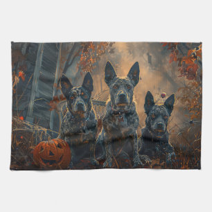 Blue Heeler Halloween Night Doggy Delight Geschirrtuch