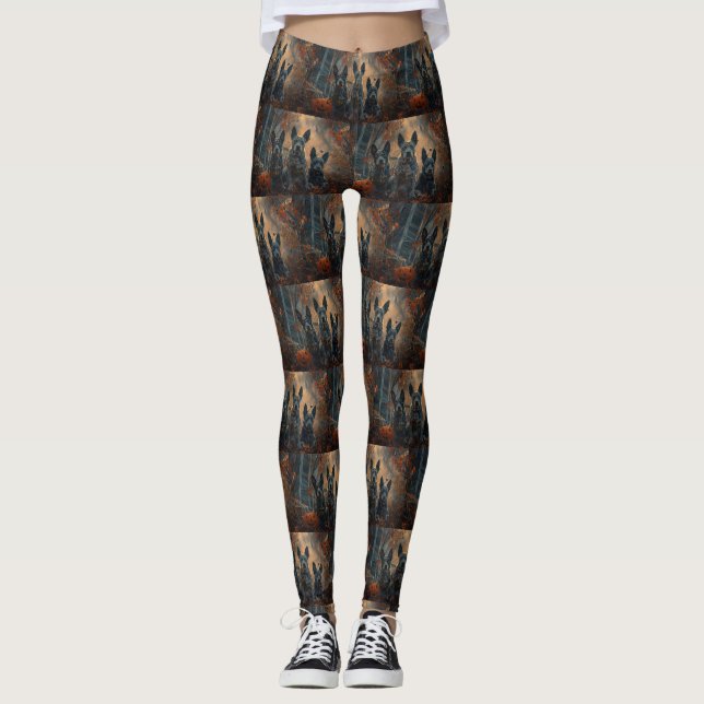 Blue Heeler Halloween Night Doggy Delight Leggings (Vorderseite)