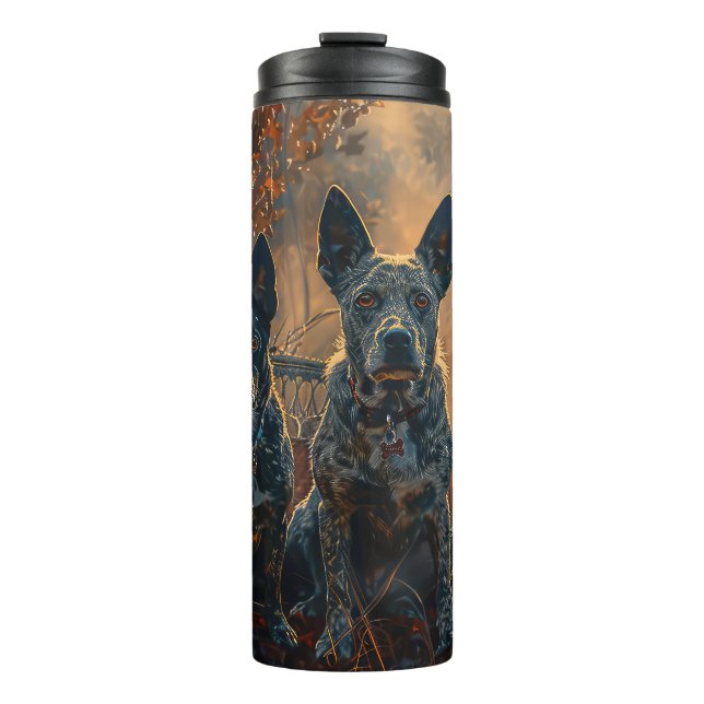 Blue Heeler Halloween Night Doggy Delight Thermosbecher (Vorderseite)