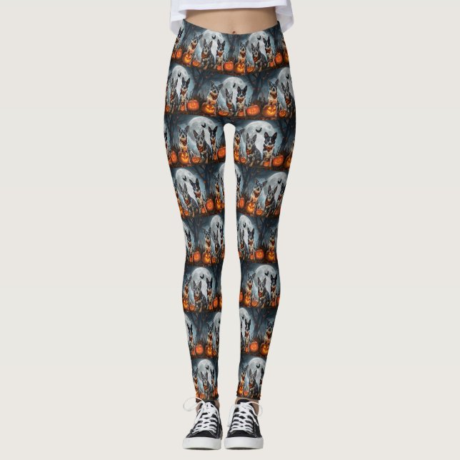 Blue Heeler Halloween Spooky Leggings (Vorderseite)