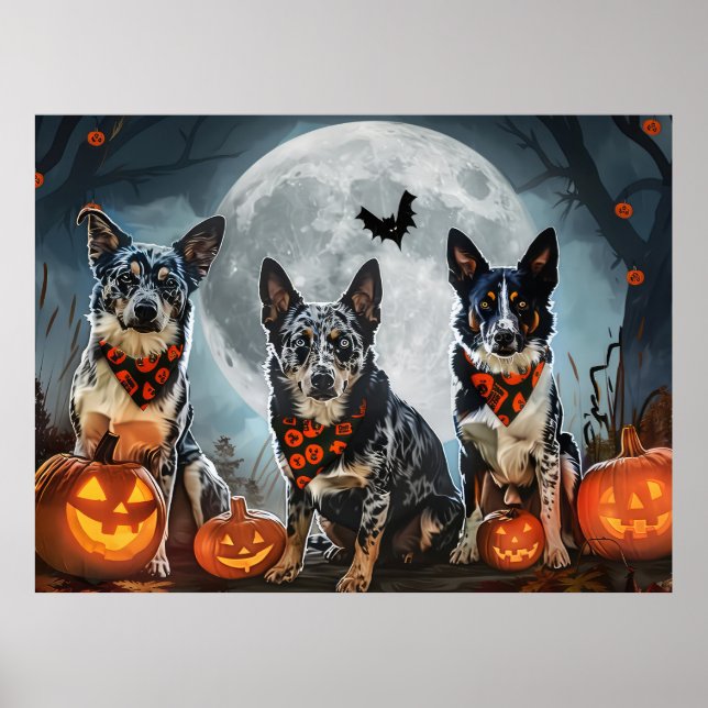 Blue Heeler Halloween Spooky Poster (Vorne)