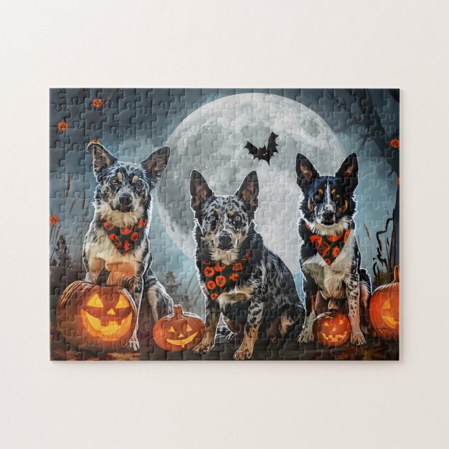 Blue Heeler Halloween Spooky Puzzle (Horizontal)