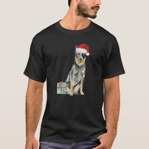 Blue Heeler Herding Aussie Puppy Christmas Santa H T-Shirt