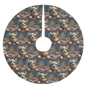 Blue Heeler Hund Achterbahn Weihnachten Polyester Weihnachtsbaumdecke