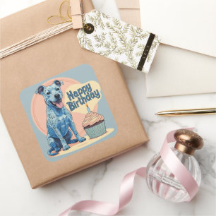 Blue Heeler Hund farbenfroh Quadratischer Aufkleber