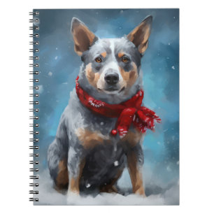 Blue Heeler Hund im Schnee Weihnachten  Notizblock