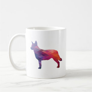 Blue Heeler Hund Rasse Silhouette Geo Lila Kaffeetasse