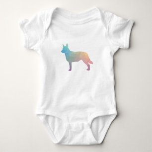 Blue Heeler Hund Rasse Silhouette Geo Pastel Baby Strampler