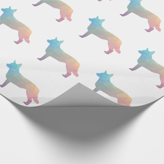 Blue Heeler Hund Rasse Silhouette Geo Pastel Geschenkpapier (Ecke)