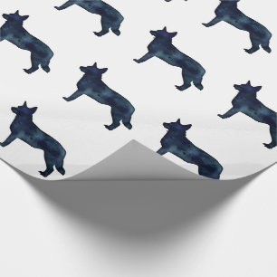 Blue Heeler Hund Silhouette Black Watercolor Geschenkpapier