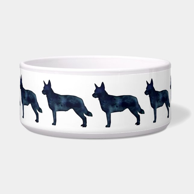 Blue Heeler Hund Silhouette Black Watercolor Napf (Vorderseite)